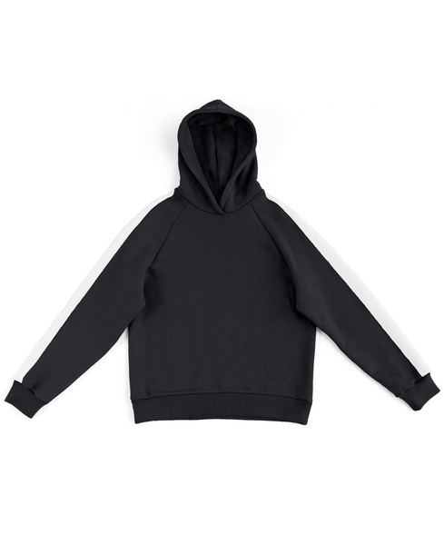 striped hoodie / black