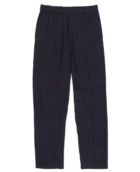 drawstring trouser / indigo pinstripe